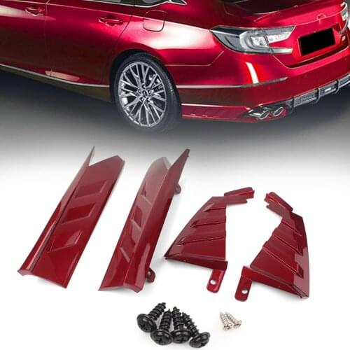 4Pcs For 2018 2019 Honda Accord Red Car Rear Bumper Lip Splitter Protector Body Spoiler Trim Cover ABS Car Styling Accessories