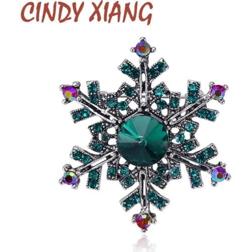 CINDY XIANG Crystal Blue Color Snowflake Brooches For Women Vintage Fashion Brooch Pin