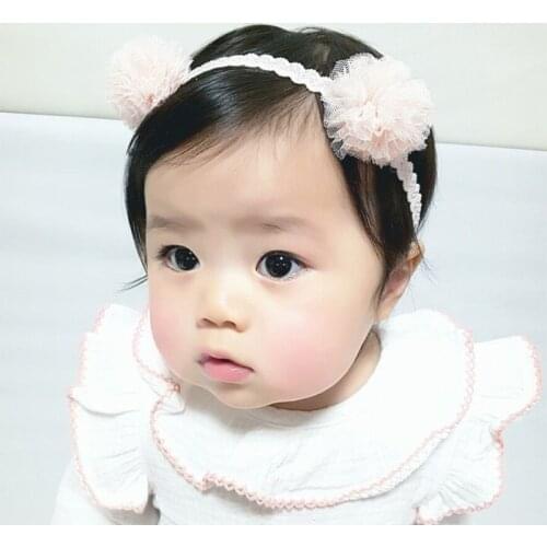 Boutique 15pcs Fashion Cute Tulle Pom Pom Headbands Solid Kawaii Newborn Princess Soft Hairbands Headwear Hair Accessories