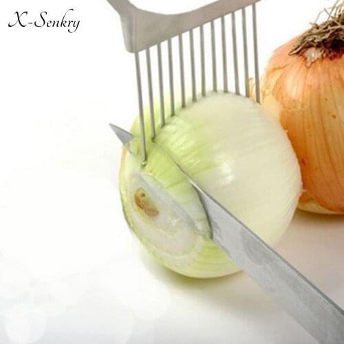 Easy Onion Holder Slicer Vegetable Tools Tomato Cutter Stainless Tteel Kitchen Gadgets No More Stinky Hands Kitchen Accessories