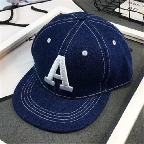 Children denim hat embroidery hip hop hat Boy girl spring summer autumn sun visor A SEE G letters children Baseball cap