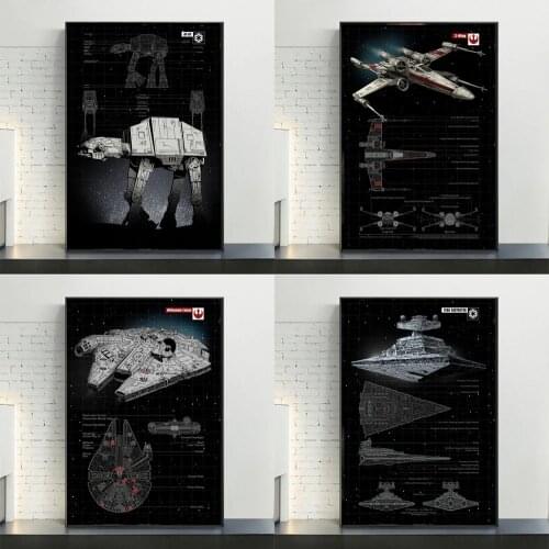 Disney Star Wars Millennium Falcon Schematics Posters and Prints Moive Canvas Paintings on the Wall Art Pictures Home Decoration