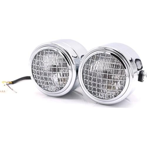 Motorcycle Headlight 3.5" Streetfigher Twin Round Double Dominator Head Lamp For V-Max Vmax V Max Vmx 1200 Cafe Racer Chrome