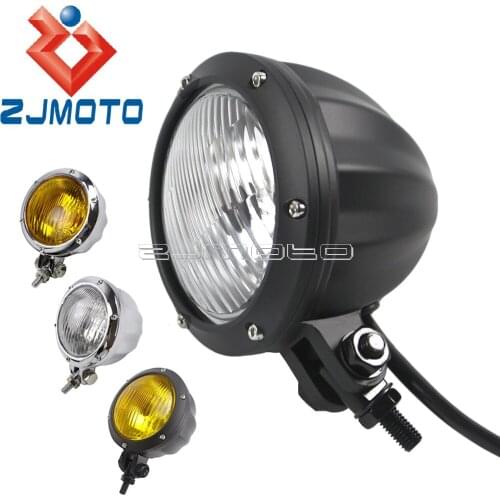 Black H4 Old School Motorcycle Custom Headlight Front 4.5" Headlamp Universal For Harley Honda Yamaha Cruiser Cafe Racer Bobber