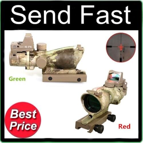 FIRECLUB TA31 Style 4X32 AT Real Fiber Source Red Illuminated Sight Scope w/ RMR Micro Red Dot or Green Dot