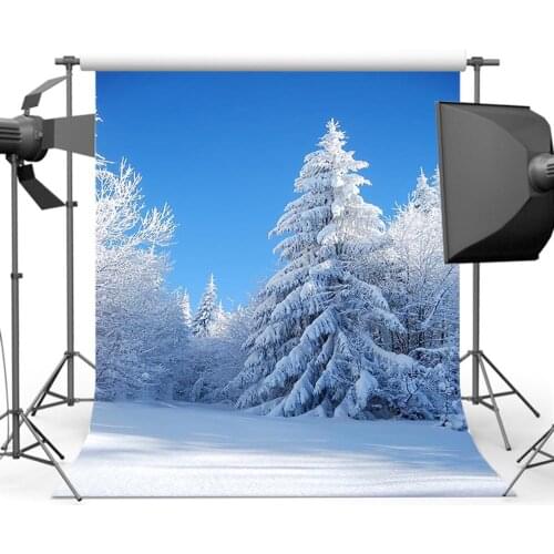 Mehofoto Winter Forest Backdrop for Photography White Snow Background for Photo Studio HG-463