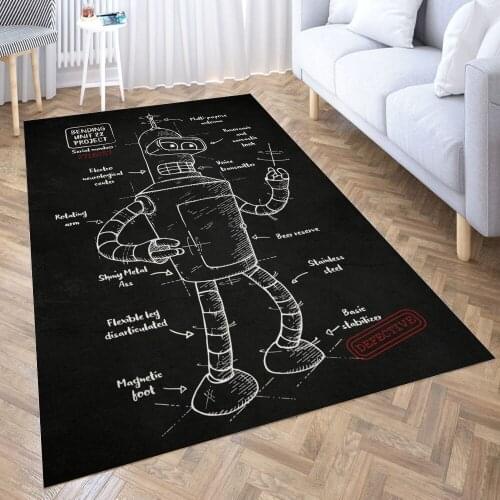 Bending unit 22 Black Carpet for Living Room 3D Anime Cartoon Rug Gamer Teen Room Bedside Lounge Rug Kids Children Floor Mats