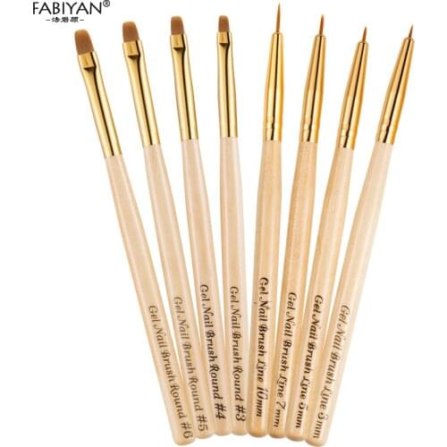 Nail Art Brush Carving Pen Painting DrawingWooden Handle Round Manicure Tools Design Flower Acrylic Tips UV Gel Polish Builder