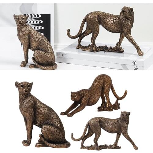 Leopard Decor Statue for Home Office Bookshelf TV Stand Decoration, Resin Animal Sculpture Crafts Gift for Friend, Family