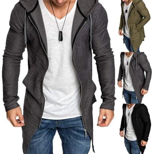 Fashion Men Solid Color Long Sleeve Hooded Slim-Fit Zipper Jacket Coat Outwear Men Jacket Coat Outwear Coat Jacket Windbreaker