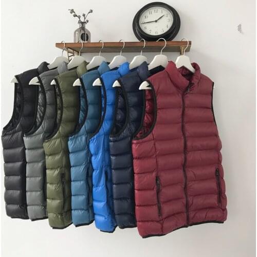 Fashion Solid Mens Sleeveless Jacket Casual Winter Vest Warm Ultralight Down Jackets Vests Male Waistcoat Mens Vests Outerwear