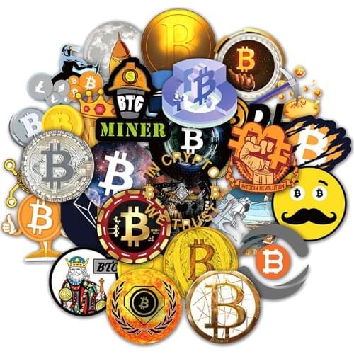 10/30/50pcs/Set Fashionable Bitcoin/Dogecoin Graffiti Stickers Decal For Luggage Notebook Computer Refrigerator Skateboard Trunk