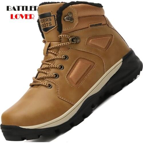2020 New Men Winter Snow Boots Thick Sole Ankle Botas for Male Warm Plush Outdoor Footwear Booties Plus Size 40-47