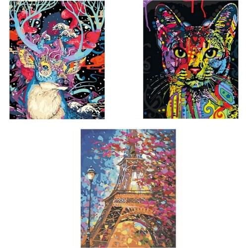 DIY Digital Oil Painting Kit Frameless Paint by Numbers Canvas for Adults Kids Beginners Home Rooms Office Decoration 40x50cm