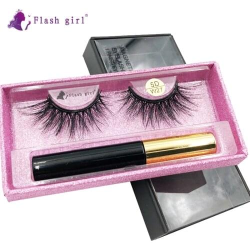 New 1 Pair False Eyelashes Set For Beauty Natural Thick Long Magnetic Eyelashes With Liquid Eyeliner Makeup Extension Tools W27