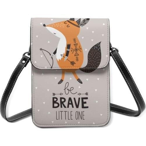 New 2021 Women Messenger Shoulder Straps Bag Be Brave Cute Indian Fox Card Holders Cell phone Pocket Handbag Ladies Phone Purse