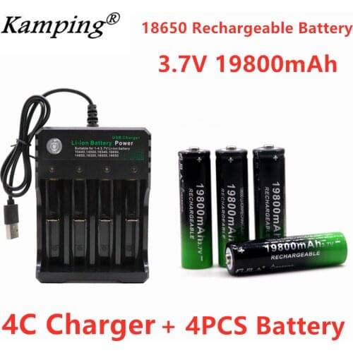 2020 New 18650 Li-Ion Battery 19800mah Rechargeable Battery 3.7V For LED Flashlight Flashlight Or Electronic Devices Batteria