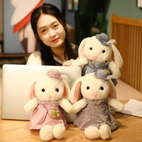 New 35/55/75cm Lovely Dressed Makeup Rabbit Plush Toys Kawaii Dolls Stuffed Soft Animal Dolls for Baby Girls Birthday Gifts