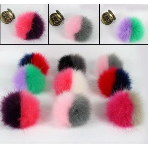 New arrival 2muticolor Fluffy Faux Fox Fur Pom Pom Ball Pompoms for Women shoes or Keychain Accessories