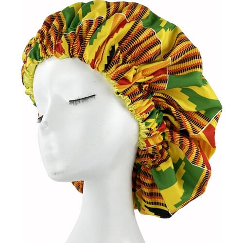 New Extra Large Women African Pattern Print Fabric Ankara Bonnets Satin Lined Bonnets Night Sleep Hat Ladies Turban Wholesale