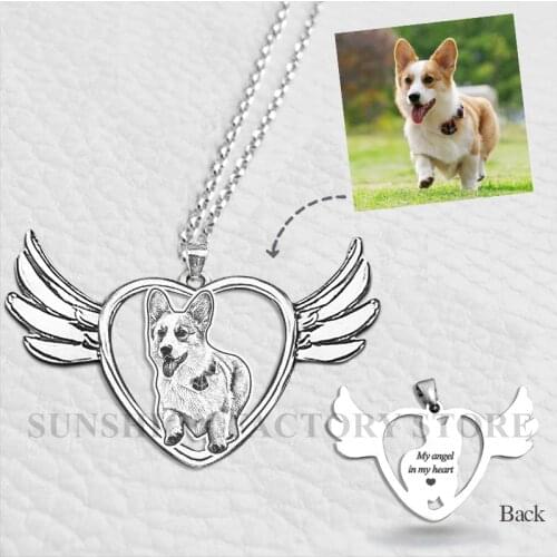 Custom 925 Sterling Silver Pet Angel Necklace Custom Pet Angel Keychain Custom Pet Necklace Personalized Custom Memory Jewelry