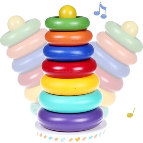 Plastic Buttressed Music toy Colorful ferrule tumbler baby infant educational toys