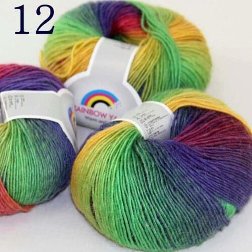 Sale Soft Cashmere Wool Colorful Rainbow Wrap Shawl DIY Hand Knit Yarn 3X50gr ball Red Yellow Purple Green 524-12-3