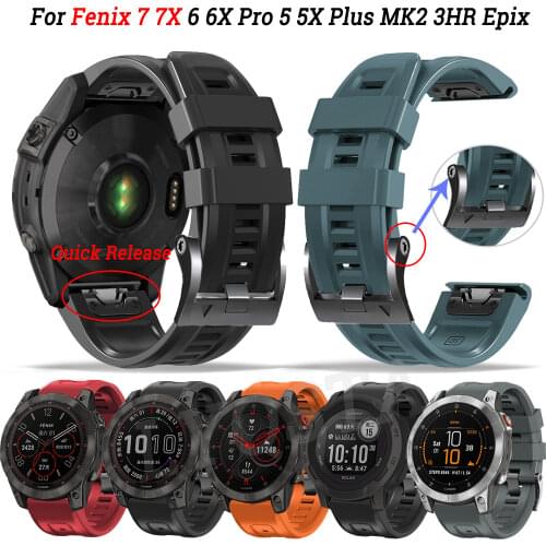 22 26mm Silicone Smart Watch Strap For Garmin Fenix 6X 6 Pro 5X 5 Plus 3HR 935 D2 MK2 Bracelet Quick Release Wristband Accessory