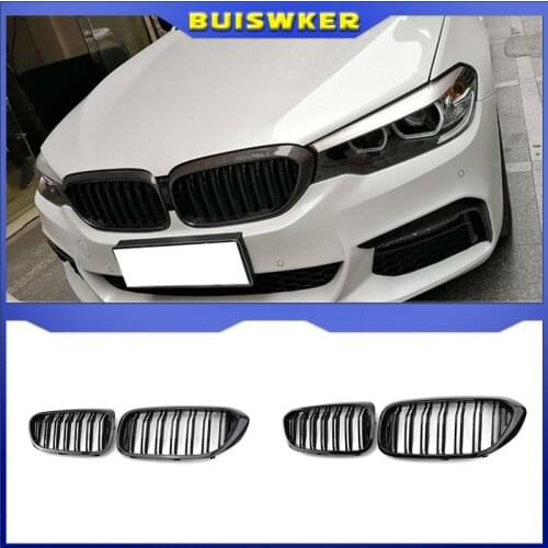 Front Bumper Kidney Grille Grill for BMW G30 G31 G38 5 Series 525I 530I 540I 550I with M-Performance Black Double Line Kidney Gr