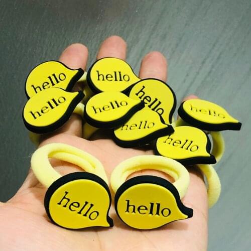 10Pcs/set Letter Yellow Alphabet Hello Hair Accessories Children Rubber Bands Scrunchies Elastic Hair Bands Girls Headband Ties
