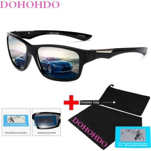 DOHOHDO New Yellow Polarized Sunglasses Mens Night Vision Driving Sun Glasses Anti-Glare Car Drivers Goggles Eyewear For Man