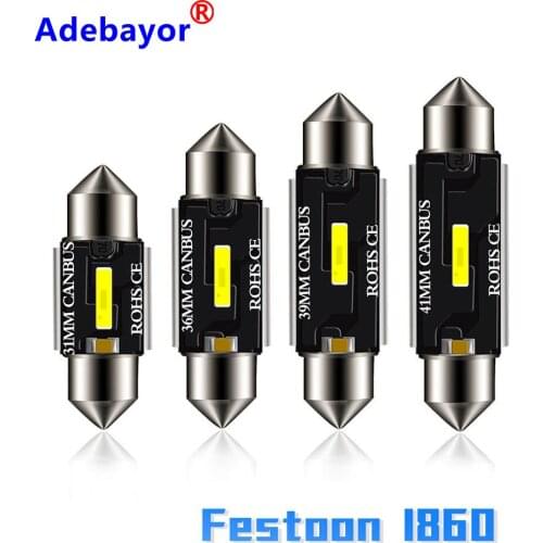 Super Bright 100PCS Festoon CSP-1860 LED Canbus 6000K White C5W 31 36 39 41mm Car Bulb Reading Dome License Plate lamp