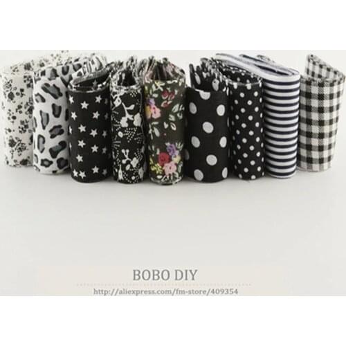 5CM*100CM jelly roll fabric strips quilting DIY quilting doll cloths tildas 9 pcs/ lot Cotton printed floral dot black sets