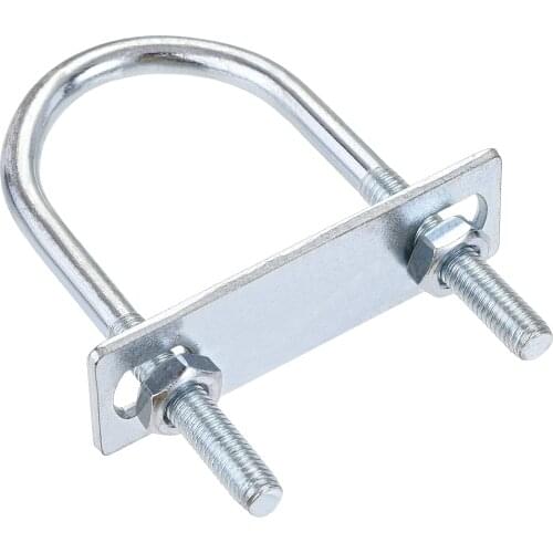 Uxcell Round U-Bolt 1.77"(45mm) Inner Width 100mm Length Steel M8 with Nut, Plate 1 Set