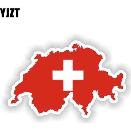 YJZT 15.1CM*9.5CM Car Accessories Switzerland Map Flag Motorcycle PVC Car Sticker Decal 6-1943