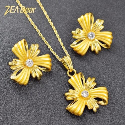 ZEA Dear Jewelry Hot Selling Big Flower Jewelry Set For Women Necklace Earrings Pendant Romantic Jewelry Findings For Engagement