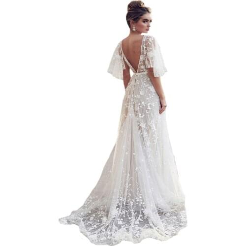 Women Wedding Sexy Dress Deep V-Neck Halter Lace-up Lace Waist Dress Bridesmaid Dress White Lace Big Swing Party Long Dresses