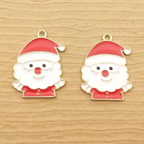 10pcs 20x25mm enamel christmas father charm for jewelry making crafting fashion earring pendant necklace bracelet charms