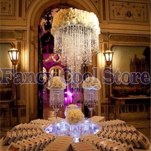 100cm Tall Crystal Table Centerpieces Flower Stand 5 tier Table Chandelier Wedding Decoration