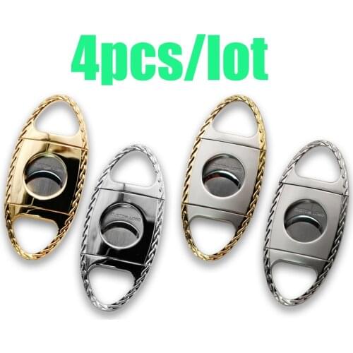 4pcs/lot Cigar Cutter Portable Tobacco Scissors Dual Blades Smoking Tools Accessories Ring Gauge 58(0.9inch) Hole opener