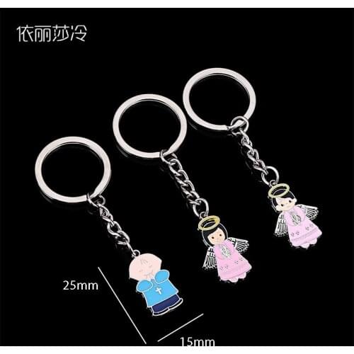 48 pieces / Catholic cute little cartoon angel keychain cute cartoon style Jesus chain accessories ring pendant gift