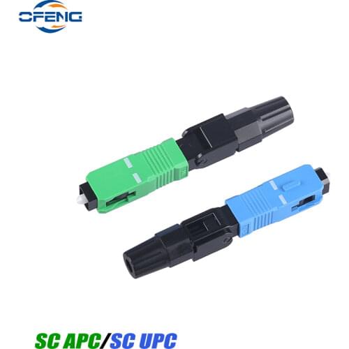 Free Shipping 100Pcs Embedded SC UPC Fiber Optic Fast Connector FTTH SM fiber optic SC quick connector SC adapter Field Assembly