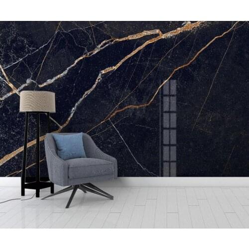 Customized large-scale 3D mural wallpaper modern simple black abstract landscape stone grain marble TV background wall