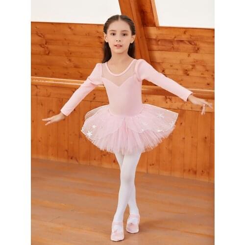 Ballet TuTu Skirt Girls 2021 New Pink Practice Dance Costume Skirt Children High Quality Long Sleeve Ballet Dancing Wear
