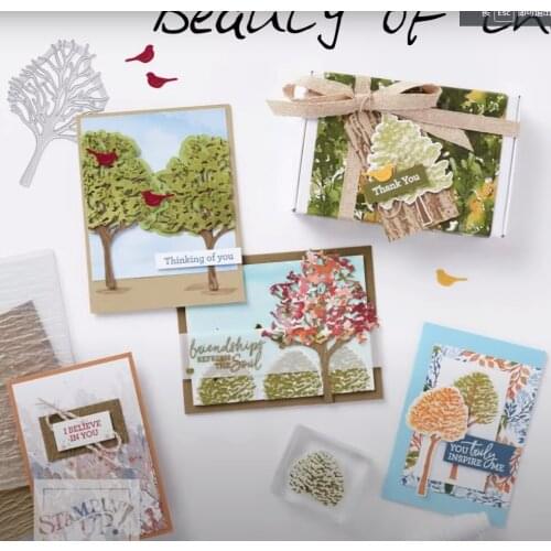 Trees Clear Stamps and Metal Cutting Dies Set For Stencils Scrapbooking Photo Album Card Paper Embossing Craft Die Cut 2021