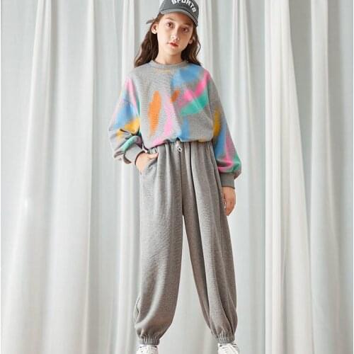 Childrens Sports Suit Girl Clothing 2-piece Baby Clothes Colorful Knitted Pullover+trousers Kids Tracksuit Baby Sports Clothes