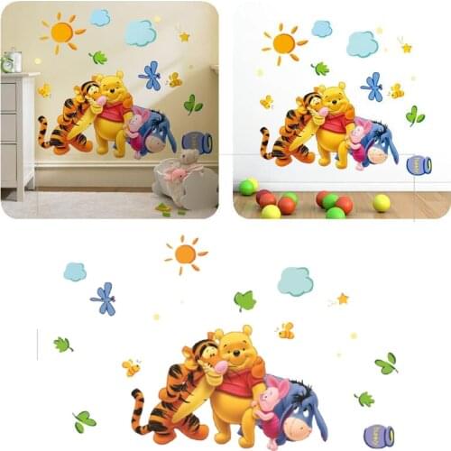 Disney Pooh Bear PVC Cartoon Decoration Wall Stickers Boys Girls Room Wall Decoration Home Decoration birthday Party Decoration