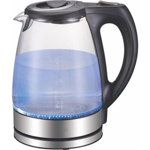 Electric Kettle Stainless Steel Portable Electric Glass Kettle 1.7l With Blue Led Light And Stainless Steel Base 2200W