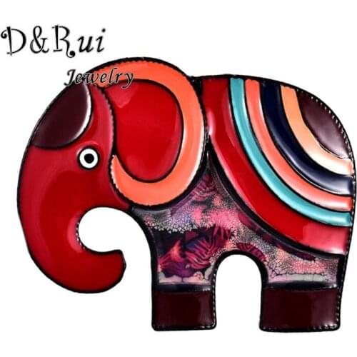 Luxury Brand Red Enamel Elephant Brooch Pin Female Retro Badge for Women Coat Clothing Pin Accessories Cartoon Animal Brooches