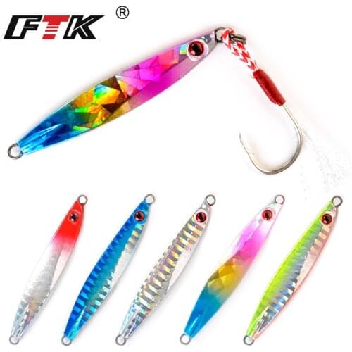 FTK 1PCS Laser Lead Fish Fishing Lure Metal Jig Lures Leurre 20g 30g 40g 3D Eyes Sea Fishing Wobbler Hard Baits